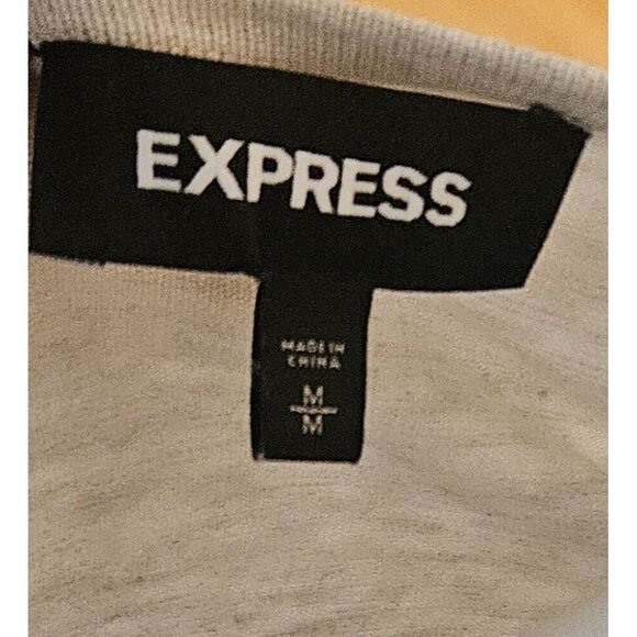 Express Ruched Short Sleeve Banded Sweater Wmns Sz M Flattering Fit Light Grey - Picture 4 of 5